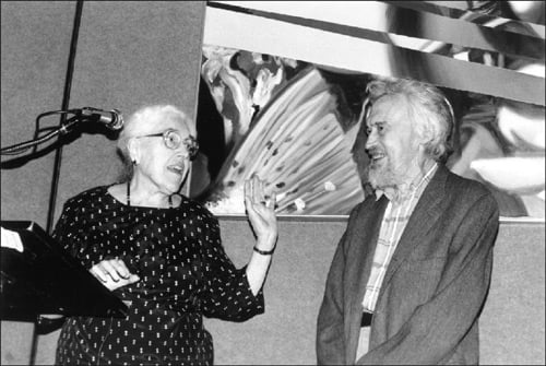 Edison Price receiving the first Richard Kelly Award. The woman at the left in the photo is Mrs. Richard Kelly